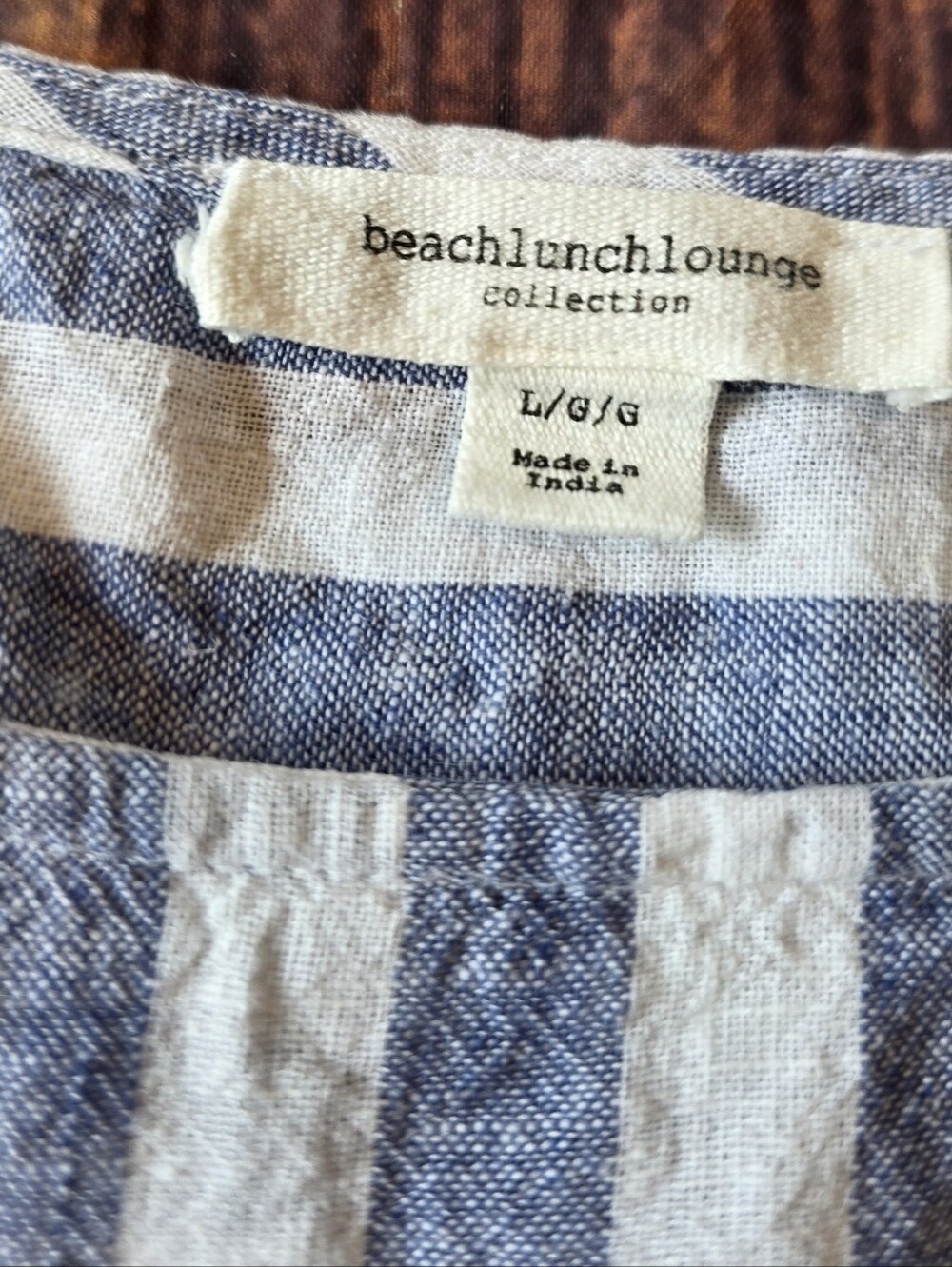 Beach Lunch Lounge Size Large Striped Top Nautical Coastal Linen Cotton Beachy - Picture 6 of 9
